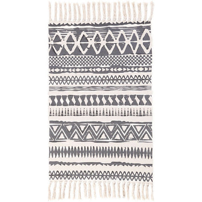 Skorter | Americana Bedroom Rug Multicolored geometric print area rug machine washable easy care with fringes