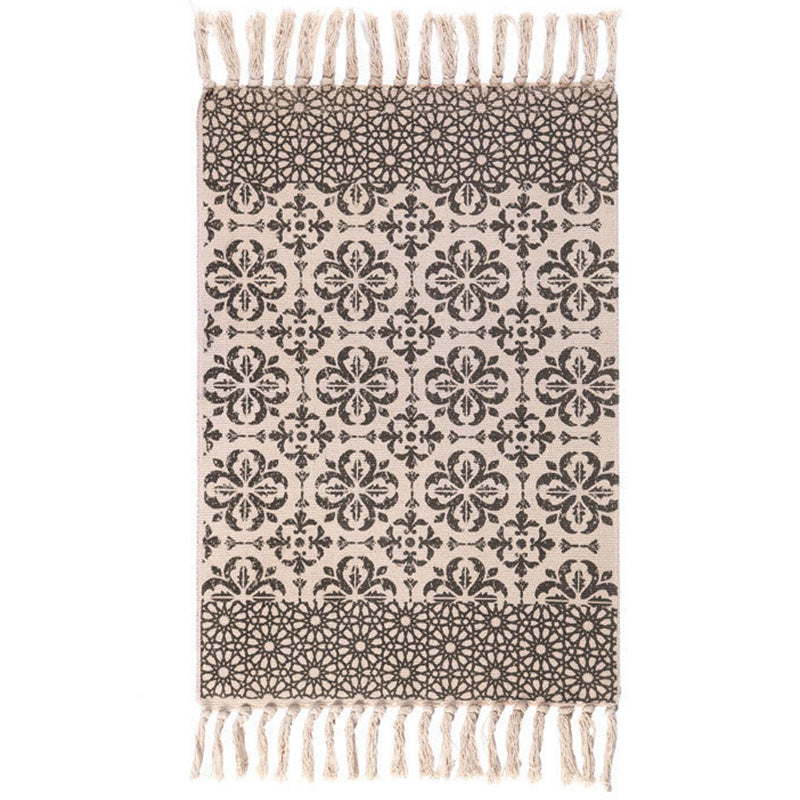 Skorter | Americana Bedroom Rug Multicolored geometric print area rug machine washable easy care with fringes