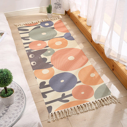 Skorter | Americana Bedroom Rug Multicolored geometric print area rug machine washable easy care with fringes