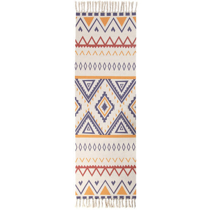 Skorter | Americana Bedroom Rug Multicolored geometric print area rug machine washable easy care with fringes