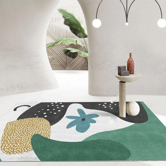 Skorter | Colorful woven geometric pattern rug Synthetic western area rug non-slip washable easy-care rug for decoration