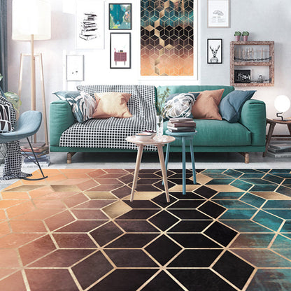 Skorter | Contemporary Area Rug Multi-colored Geo Printed Carpet Synthetic Non-slip Machine Washable Rug