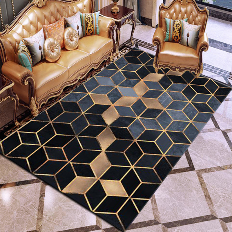 Skorter | Contemporary Area Rug Multi-colored Geo Printed Carpet Synthetic Non-slip Machine Washable Rug