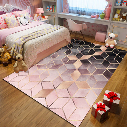 Skorter | Contemporary Area Rug Multi-colored Geo Printed Carpet Synthetic Non-slip Machine Washable Rug