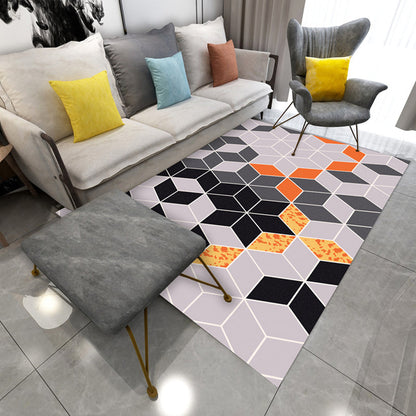 Skorter | Contemporary Area Rug Multi-colored Geo Printed Carpet Synthetic Non-slip Machine Washable Rug