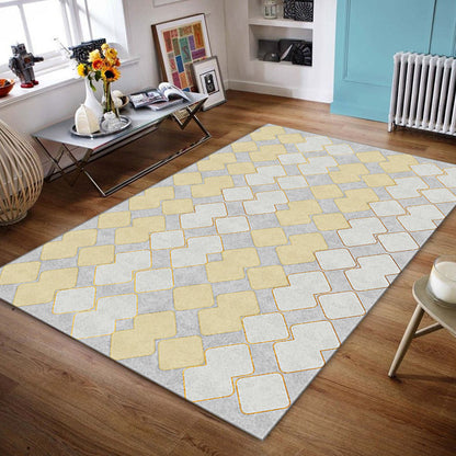 Skorter | Contemporary Area Rug Multi-colored Geo Printed Carpet Synthetic Non-slip Machine Washable Rug
