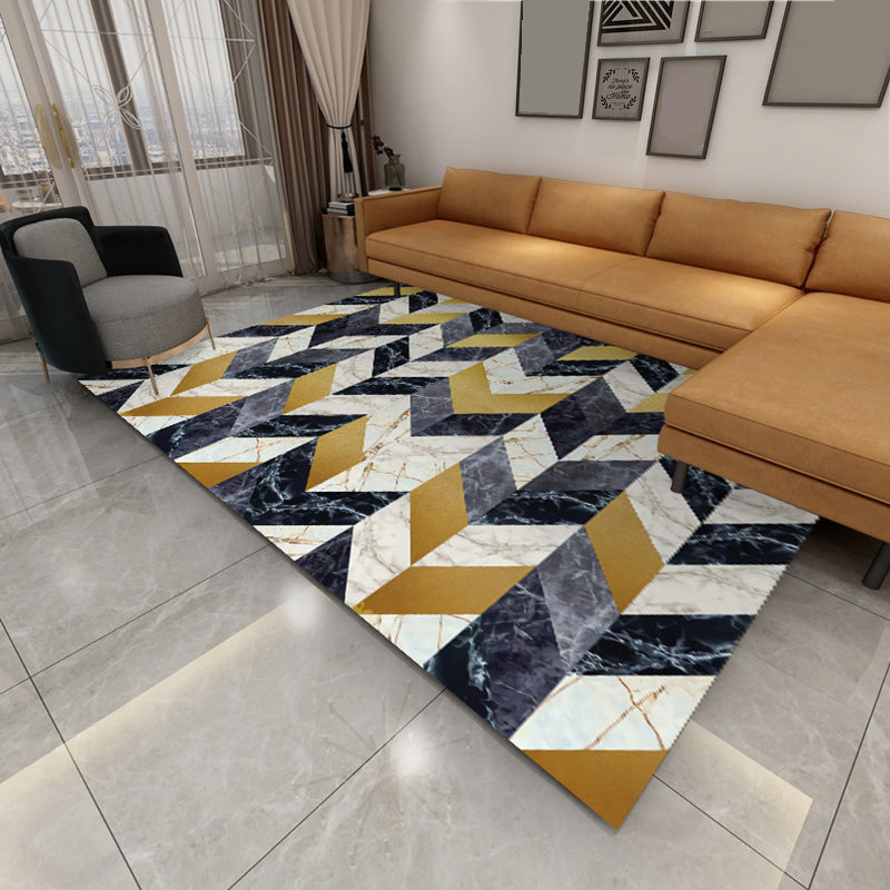 Skorter | Contemporary Area Rug Multi-colored Geo Printed Carpet Synthetic Non-slip Machine Washable Rug
