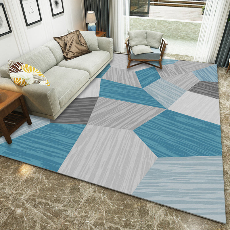 Skorter | Contemporary Area Rug Multi-colored Geo Printed Carpet Synthetic Non-slip Machine Washable Rug