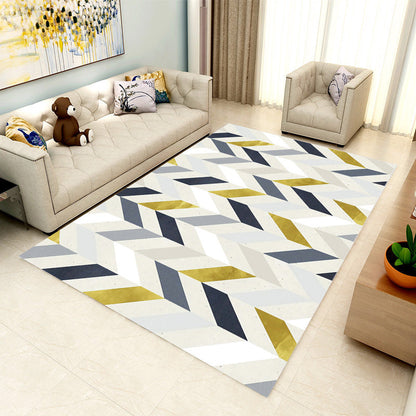 Skorter | Contemporary Area Rug Multi-colored Geo Printed Carpet Synthetic Non-slip Machine Washable Rug