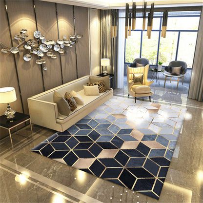 Skorter | Contemporary Area Rug Multi-colored Geo Printed Carpet Synthetic Non-slip Machine Washable Rug