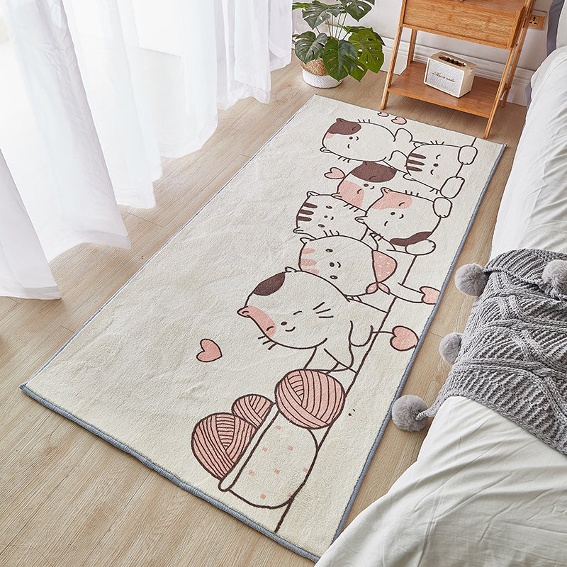 Skorter | Beautiful calming rug Multicolored cartoon animal print indoor rug non-slip machine washable rug for the children's room