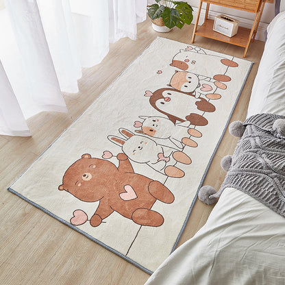 Skorter | Beautiful calming rug Multicolored cartoon animal print indoor rug non-slip machine washable rug for the children's room