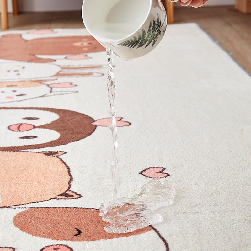 Skorter | Beautiful calming rug Multicolored cartoon animal print indoor rug non-slip machine washable rug for the children's room