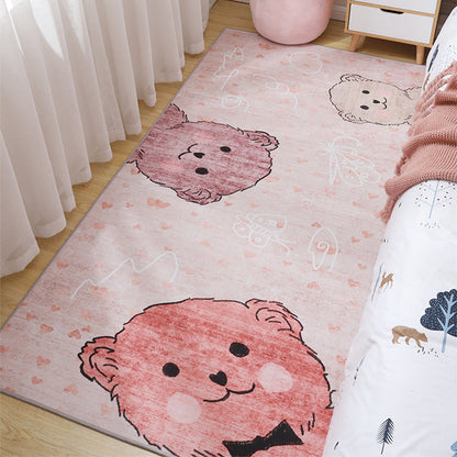 Skorter | Beautiful multi-colored children's room rug with cartoon animal print rug polypropylene non-slip backing washable rug