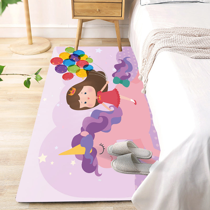 Skorter | Beautiful children's room rug Multicolored fairy tale pattern rug Polyester Non-slip Washable Pet-friendly rug