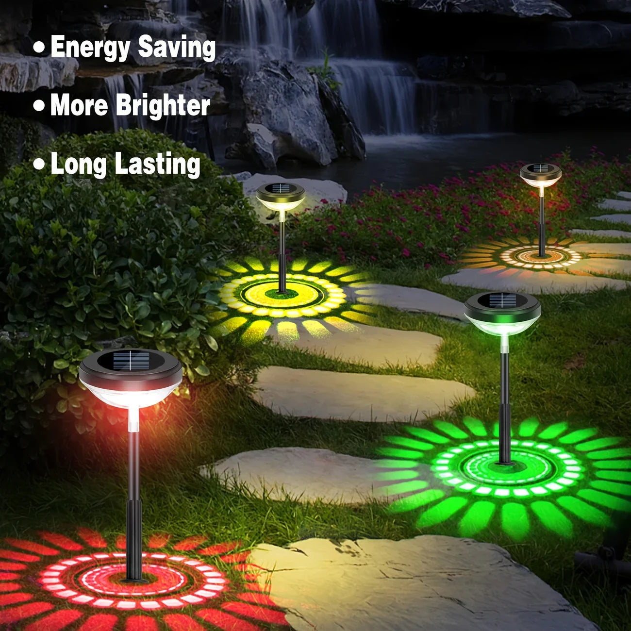 Skorter | Solar Garden Lamp with Color Change – LED Garden Lighting for Outdoor Use with Flower Pattern