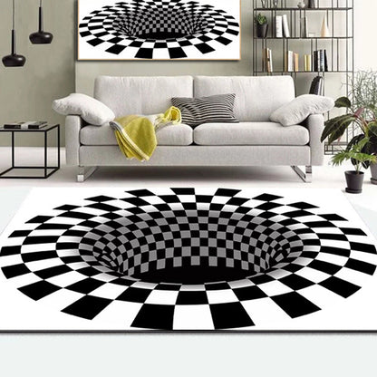 Skorter | Colorful Living Room Rug Funky 3D Geometric Rug for Indoor Use Synthetic Non-Slip Back Washable Rug
