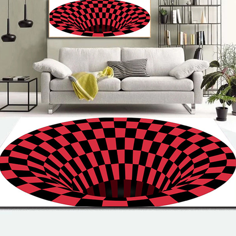 Skorter | Colorful Living Room Rug Funky 3D Geometric Rug for Indoor Use Synthetic Non-Slip Back Washable Rug