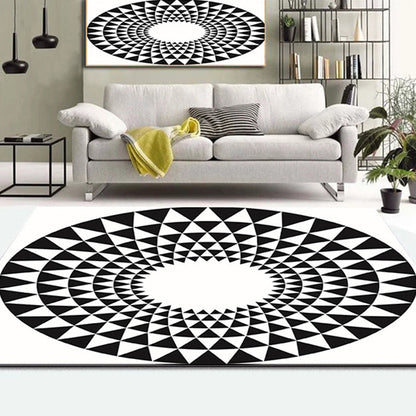 Skorter | Colorful Living Room Rug Funky 3D Geometric Rug for Indoors Synthetic Non-Slip Back Washable Rug