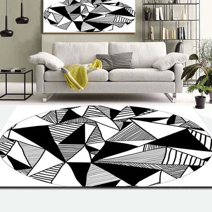 Skorter | Colorful Living Room Rug Funky 3D Geometric Rug for Indoors Synthetic Non-Slip Back Washable Rug