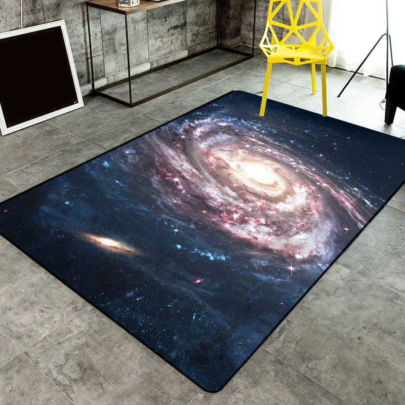 Skorter | Calming Kids Rug Multicolor 3D Starry Sky Pattern Rug Polypropylene Non-slip Machine Washable Rug