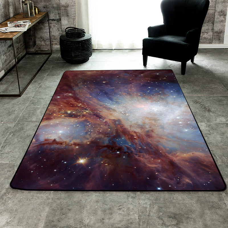 Skorter | Calming Kids Rug Multicolor 3D Starry Sky Pattern Rug Polypropylene Non-slip Machine Washable Rug