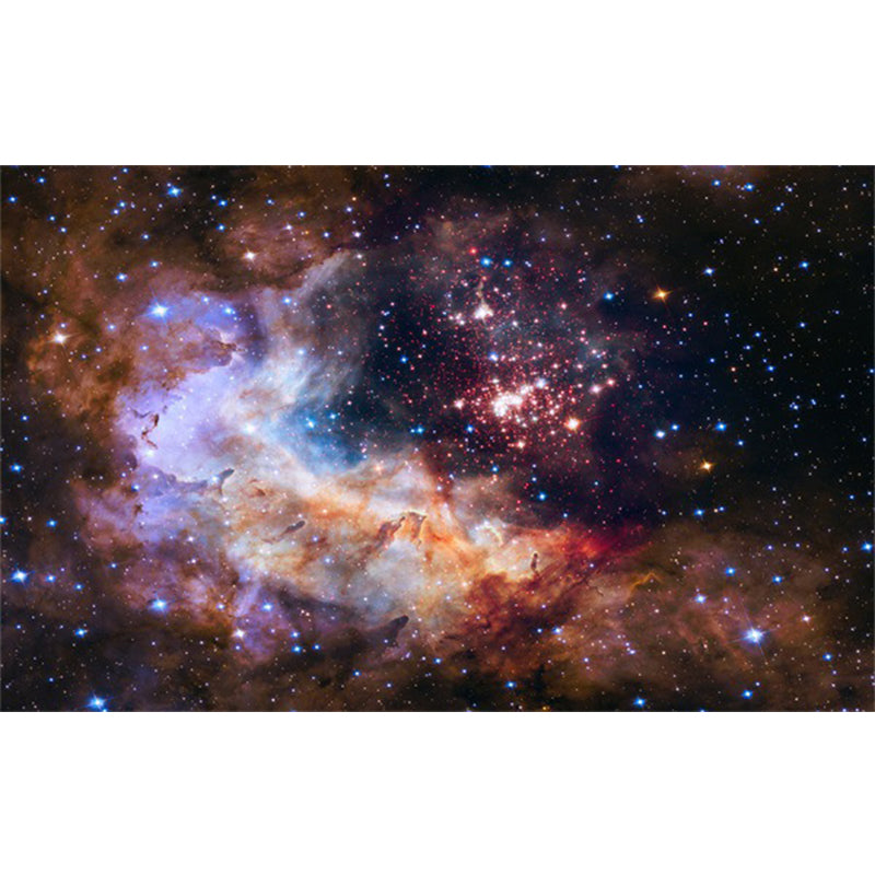 Skorter | Calming Kids Rug Multicolor 3D Starry Sky Pattern Rug Polypropylene Non-slip Machine Washable Rug