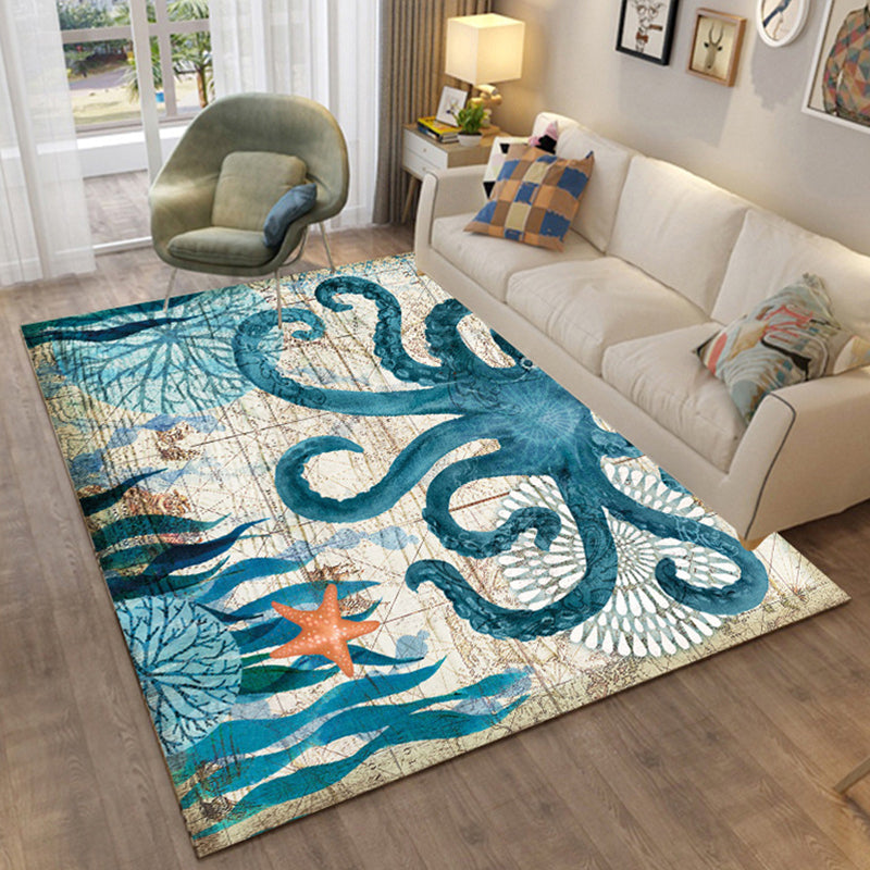 Skorter | Colorful Relaxation Area Rug Cotton Blend Cartoon Pattern Indoor Rug Machine Washable Non-Slip Rug for Décor