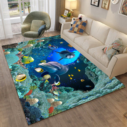 Skorter | Colorful Relaxation Area Rug Cotton Blend Cartoon Pattern Indoor Rug Machine Washable Non-Slip Rug for Décor