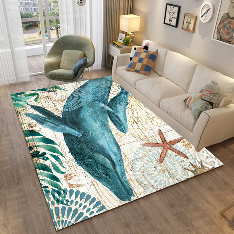 Skorter | Colorful Relaxation Area Rug Cotton Blend Cartoon Pattern Indoor Rug Machine Washable Non-Slip Rug for Décor