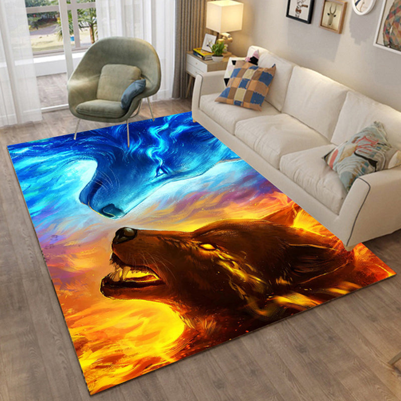 Skorter | Colorful Relaxation Area Rug Cotton Blend Cartoon Pattern Indoor Rug Machine Washable Non-Slip Rug for Décor