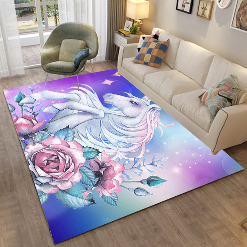 Skorter | Colorful Relaxation Area Rug Cotton Blend Cartoon Pattern Indoor Rug Machine Washable Non-Slip Rug for Décor