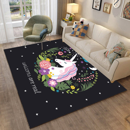 Skorter | Colorful Relaxation Area Rug Cotton Blend Cartoon Pattern Indoor Rug Machine Washable Non-Slip Rug for Décor