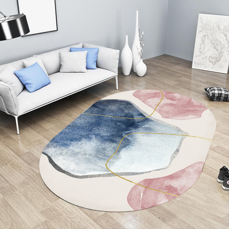 Skorter | Casual abstract print rug Multicolor Polyester rug Non-slip underside Stain-resistant rug for living room