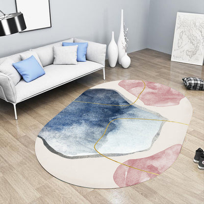 Skorter | Casual abstract print rug Multicolor Polyester rug Non-slip underside Stain-resistant rug for living room