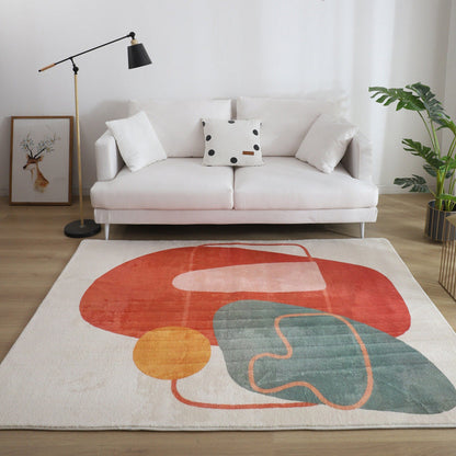 Skorter | Comfort Living Room Rug Multicolor Cartoon Print Rug Non-Slip Base Pet-Friendly Rug