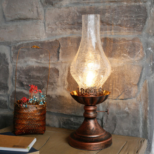 Skorter | GlowThijs - Retro Nightstand Lamp with Craykle Glass Shade