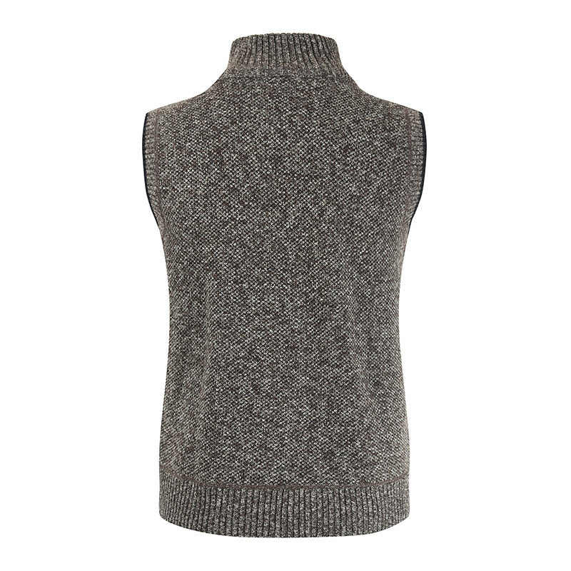 Men's stylish knit vest with stand-up collar and full-length zipper Skorter