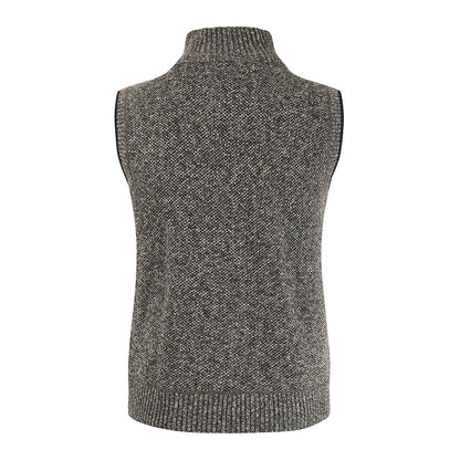 Men's stylish knit vest with stand-up collar and full-length zipper Skorter