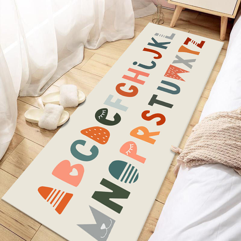 Skorter | Casual Love Rug Multicolor Animal Print Indoor Rug Synthetic Non-Slip Backing Washable Rug for Bedroom