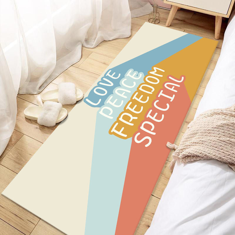 Skorter | Casual Love Rug Multicolor Animal Print Indoor Rug Synthetic Non-Slip Backing Washable Rug for Bedroom