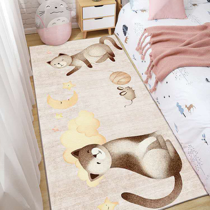 Skorter | Casual Love Rug Multicolor Animal Print Indoor Rug Synthetic Non-Slip Backing Washable Rug for Bedroom