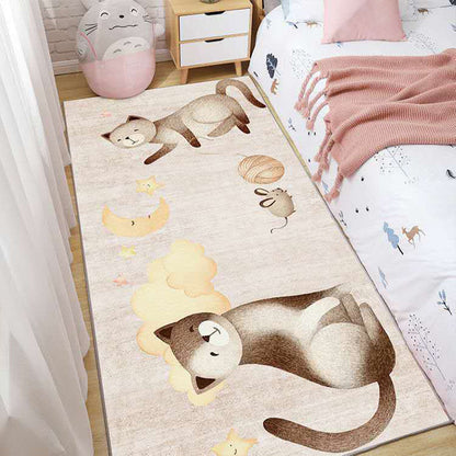 Skorter | Casual Love Rug Multicolor Animal Print Indoor Rug Synthetic Non-Slip Backing Washable Rug for Bedroom