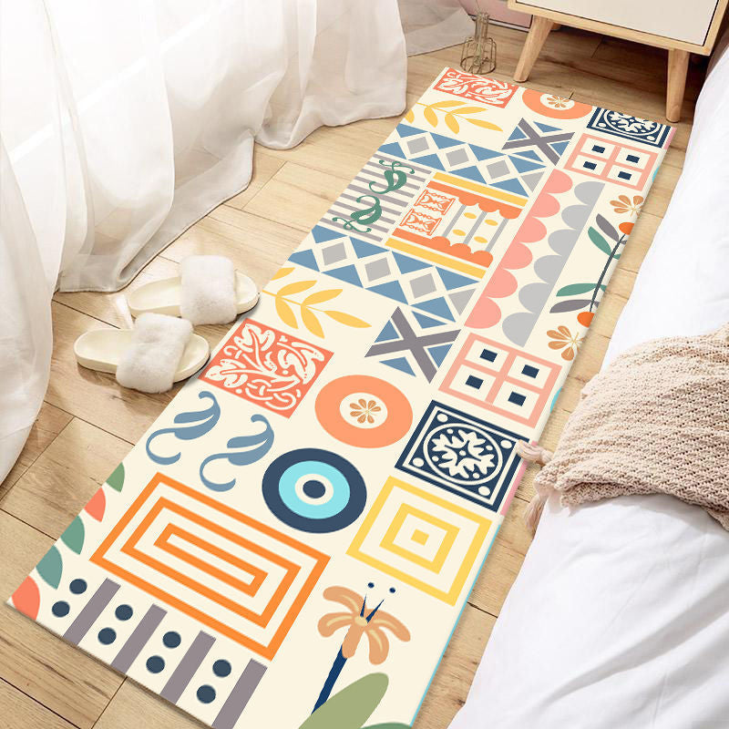 Skorter | Casual Love Rug Multicolor Animal Print Indoor Rug Synthetic Non-Slip Backing Washable Rug for Bedroom