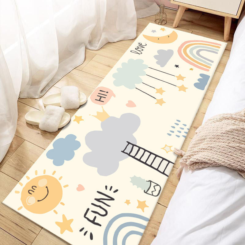 Skorter | Casual Love Rug Multicolor Animal Print Indoor Rug Synthetic Non-Slip Backing Washable Rug for Bedroom