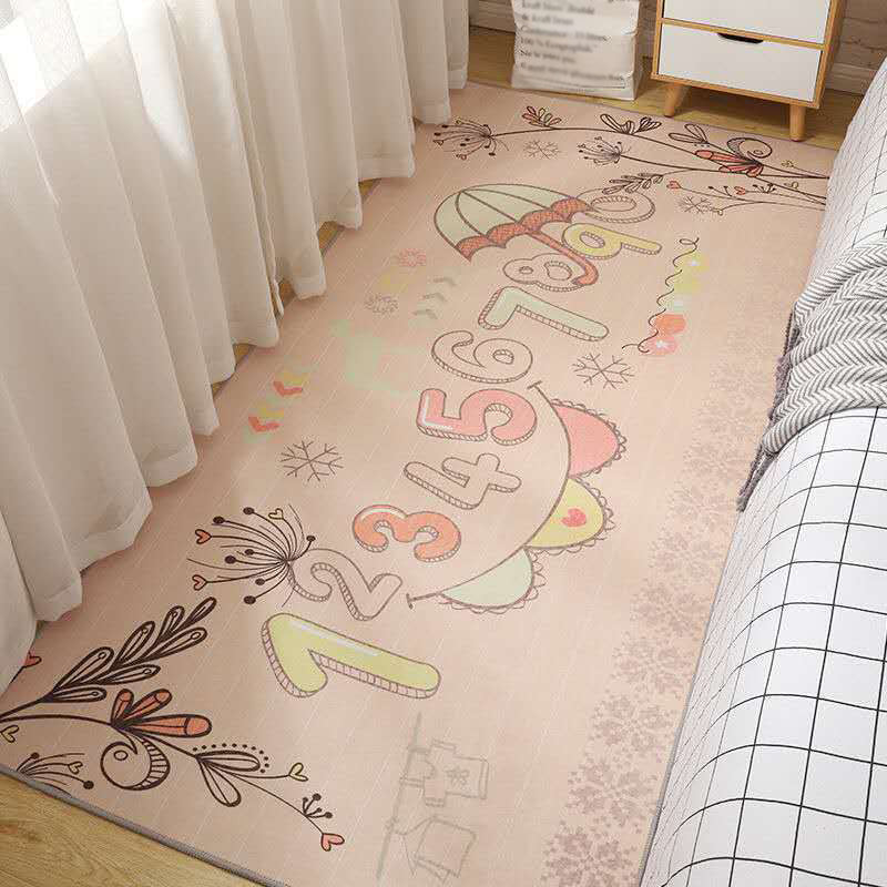 Skorter | Casual Love Rug Multicolor Animal Print Indoor Rug Synthetic Non-Slip Backing Washable Rug for Bedroom