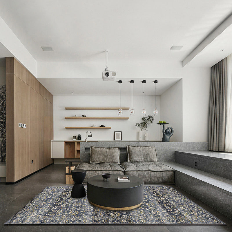 Skorter | Country Living Room Rug Multicolored Geometric Rug Polypropylene Non-Slip Back Machine Washable Rug