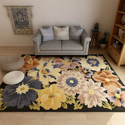 Skorter | Americana Floral Pattern Rug Multicolored Polypropylene Area Rug Pet Friendly Machine Washable Indoor Rug for Living Room