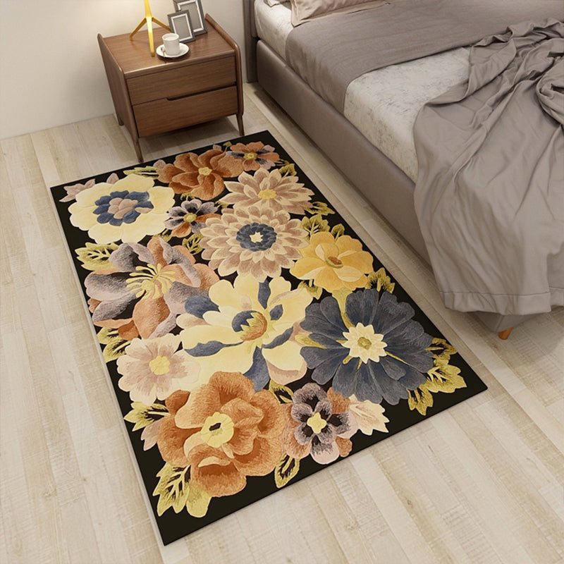 Skorter | Americana Floral Pattern Rug Multicolored Polypropylene Area Rug Pet Friendly Machine Washable Indoor Rug for Living Room