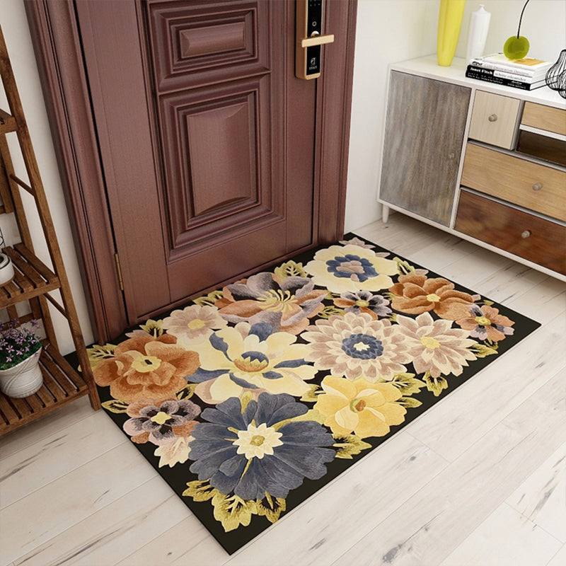 Skorter | Americana Floral Pattern Rug Multicolored Polypropylene Area Rug Pet Friendly Machine Washable Indoor Rug for Living Room